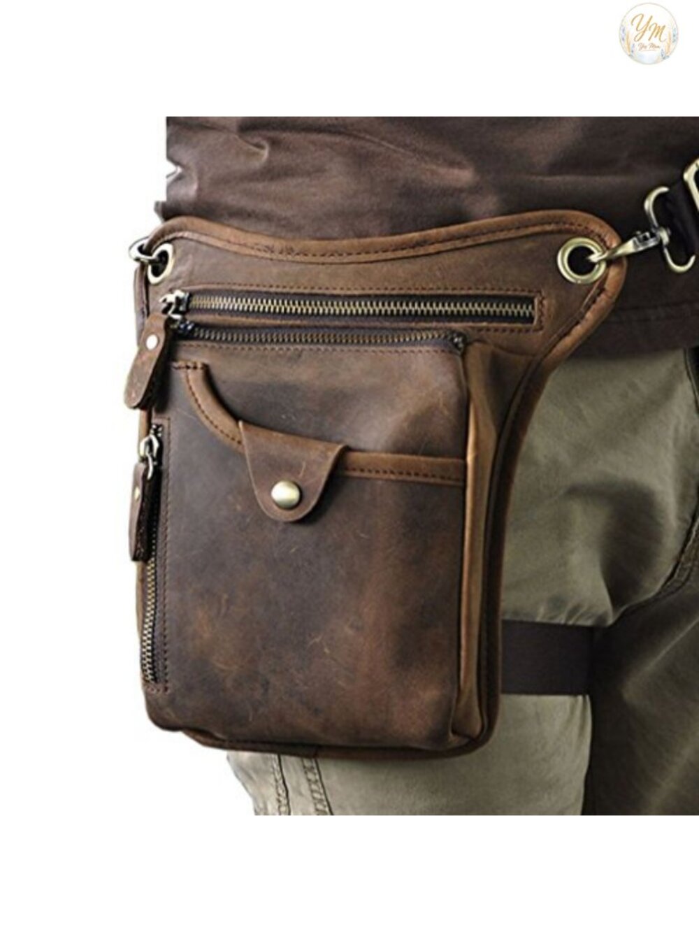 Genuine Leather Drop Leg Bag Waist Pack Multi-Purpose Outdoor Sports Tactical